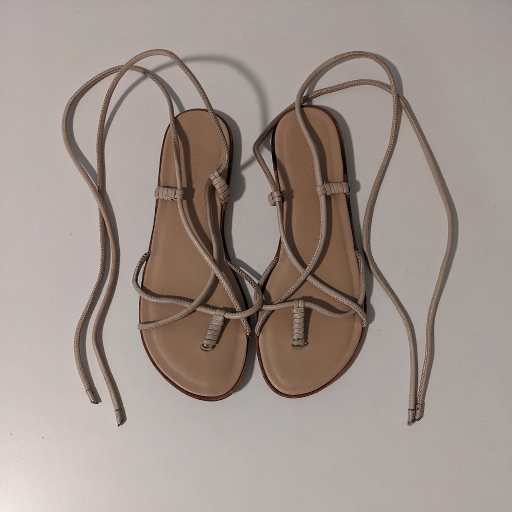 Aldo Ankle Tie Sandals | Nude | Size 6.5